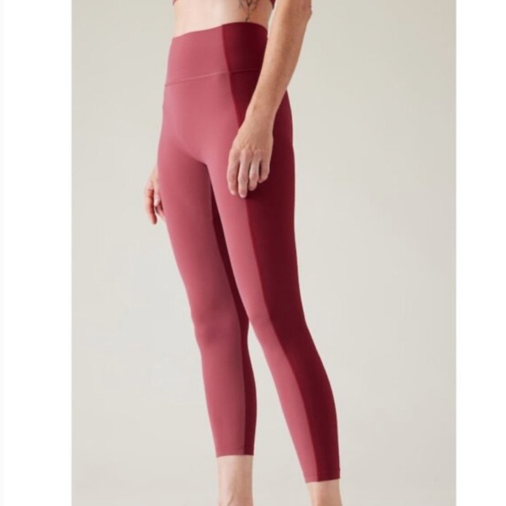 Athleta Transcend color block 7/8 tight rose berry Leggings